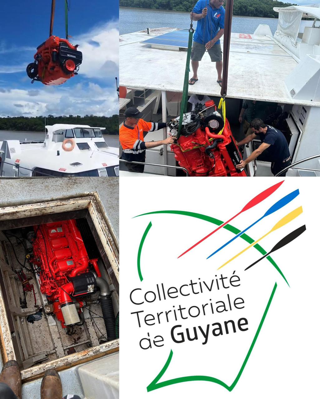 Nouveaux moteurs du bateau Île du Salut